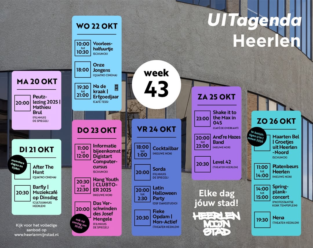 Uit in Heerlen: Een vol programma in week 43